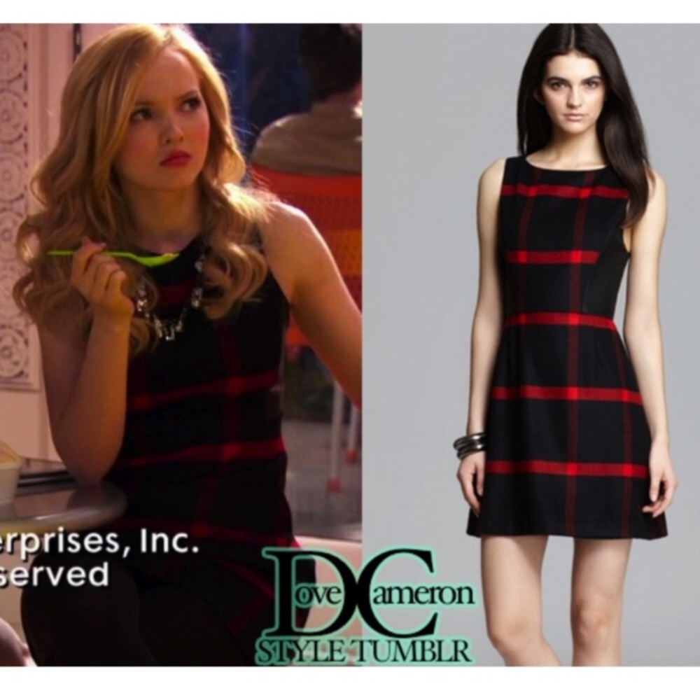 Alice & Olivia “Jolie” plaid leather panel dress 10
